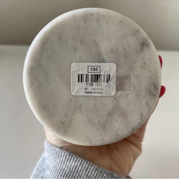 CB2 Vanity Bathroom Nexus White Marble Canister - Picture 6 of 9